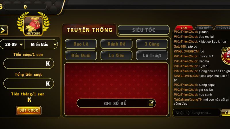 Sảnh cược lô đề 1 ăn 99 tại Huto89